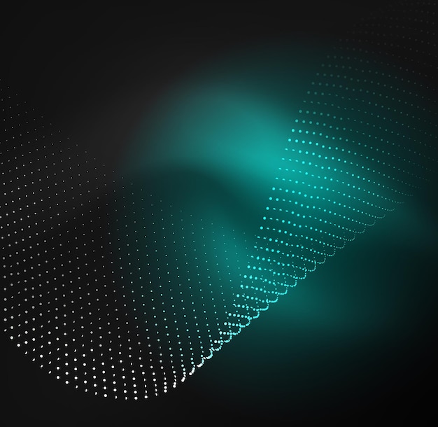 Ola iluminada 3D de partículas brillantes Elemento de diseño HUD Tecnología concepto de salpicadura digital