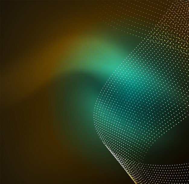Ola iluminada 3D de partículas brillantes Elemento de diseño HUD Tecnología concepto de salpicadura digital