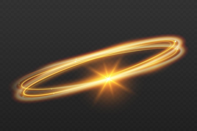 Ola de luz de líneas doradas brillantes Elemento de diseño de color dorado brillante Las rayas brillantes de Wavy