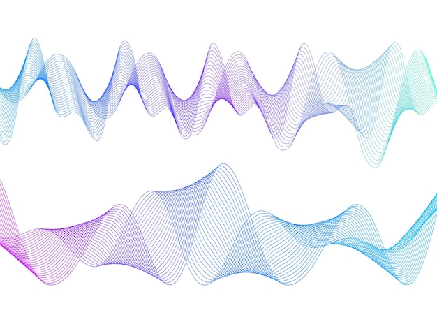 Ola de las muchas líneas de colores Rayas onduladas abstractas sobre un fondo blanco aislado Arte de línea creativa Ilustración vectorial EPS 10 Elementos de diseño creados con la herramienta Mezclar Cinta suave curva