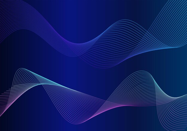 Ola muchas líneas Rayas onduladas abstractas sobre fondo azul púrpura Línea creativa arte degradado colorido