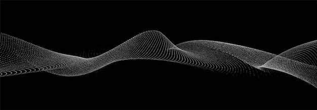 Ola de partículas Concepto de fondo de onda digital Fondo de tecnología abstracta Visualización de datos grandes Ilustración vectorial