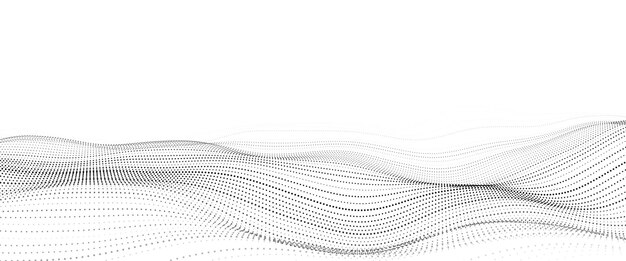 Ola de partículas Concepto de fondo de onda digital Fondo de tecnología abstracta Visualización de datos grandes Ilustración vectorial