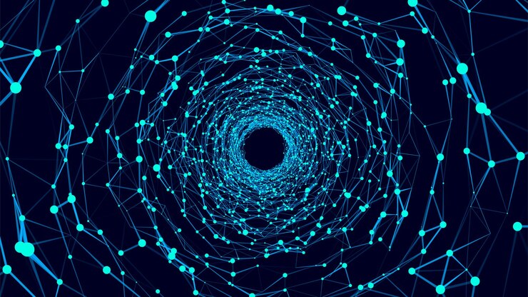 Vector ola de partículas fondo abstracto con una onda dinámica ilustración vectorial de grandes datos