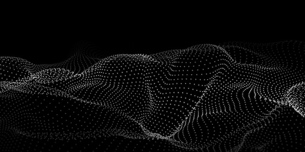 Ola de partículas Fondo abstracto con una onda dinámica Ilustración vectorial de grandes datos