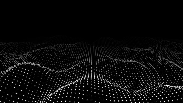 Ola de partículas Fondo abstracto con una onda dinámica Visualización de grandes datos Ilustración vectorial