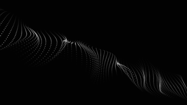 Una ola de partículas en movimiento Resumen vector 3d ilustración sobre un fondo blanco