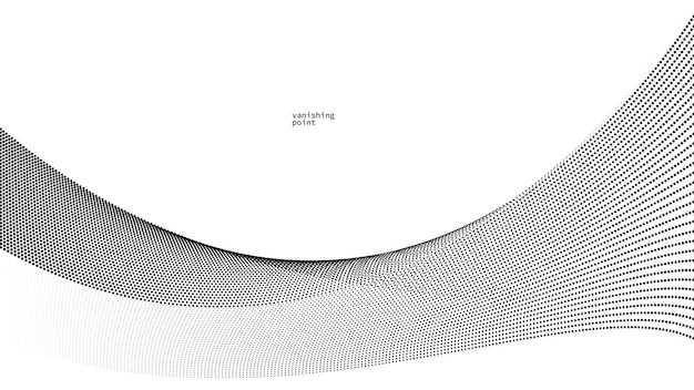 Ola de partículas que fluyen y desaparecen vector fondo abstracto líneas curvas puntos en movimiento ilustración relajante como el humo imagen