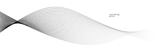Ola de partículas que fluyen y desaparecen vector fondo abstracto líneas curvas puntos en movimiento ilustración relajante como el humo imagen
