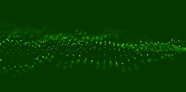 Ola de partículas verdes Fondo de flujo de tecnología abstracta Ilustración de vector futuro