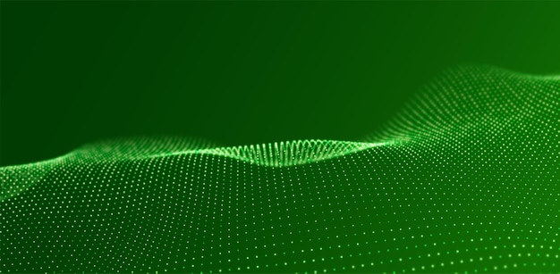 Ola de partículas verdes fondo de flujo de tecnología abstracta ilustración de vector futuro