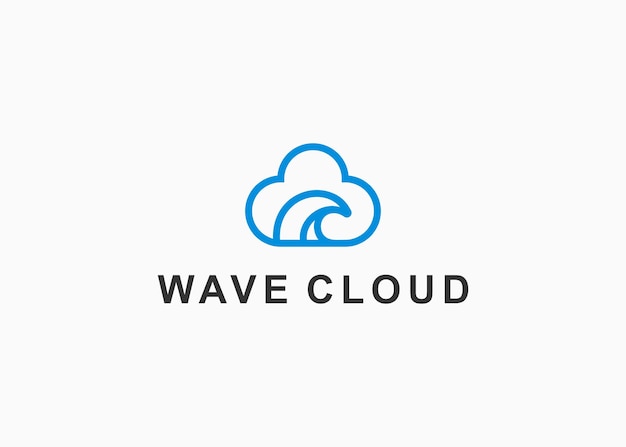 ola con plantilla de ilustración de vector de diseño de logotipo de nube