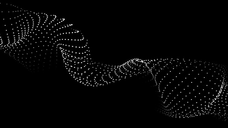 Vector ola de puntos en movimiento en un fondo oscuro abstracto ilustración vectorial 3d