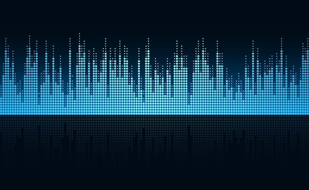 Ola sonora sobre un fondo azul Ilustración vectorial Esbozo para la creatividad