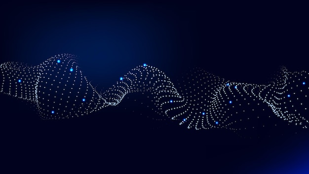 Ola tecnológica de transmisión de datos Ilustración de vector 3D de fondo digital