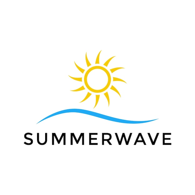 Ola de verano simple con diseño de logotipo de sol.