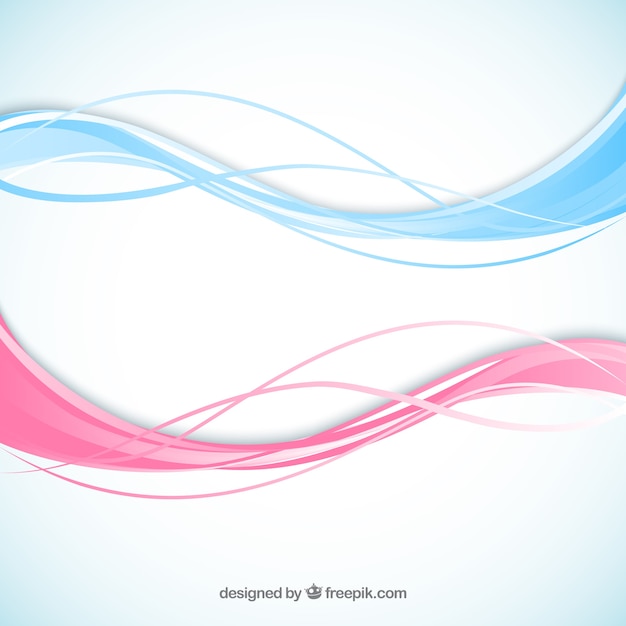 Vector olas abstractas en colores rosa y azul