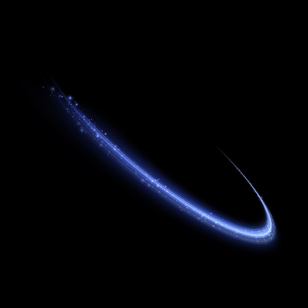 Olas brillantes con efecto de luz. Reluciente rastro de polvo de estrellas. Movimiento abstracto. Líneas mágicas.