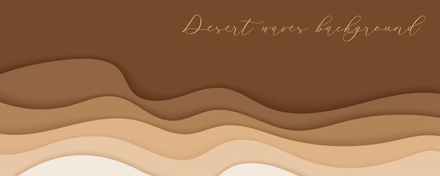 Olas del desierto dunas de arena arte de papel plantilla de cartel de estandarte olas beige desnudas estilo papercut