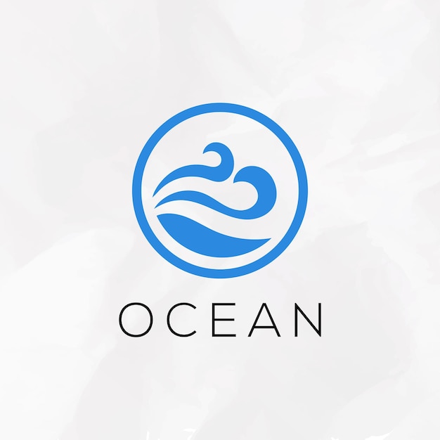 Olas oceánicas en un logotipo circular Plantilla de diseño simple y moderno