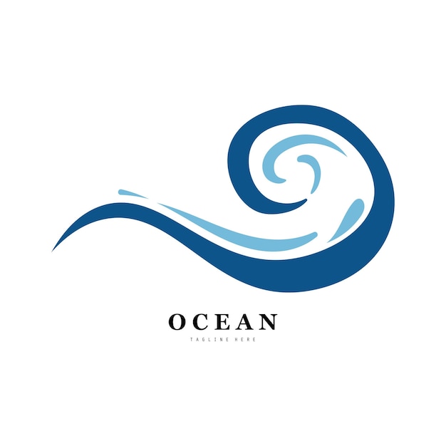 Olas del océano azul Icono de olas de silueta de mar abstracto Espuma de salpicaduras decorativas marinas Signo de agua Olas del mar Tormentas y clima en el mar Colección de vectores fondos de playa