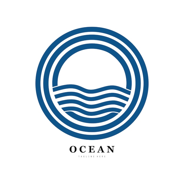 Olas del océano azul Icono de olas de silueta de mar abstracto Espuma de salpicaduras decorativas marinas Signo de agua Olas del mar Tormentas y clima en el mar Colección de vectores fondos de playa