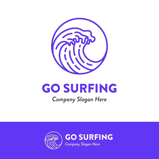 Las olas del océano Surfing Ideas de logotipo Ilustración vectorial 6