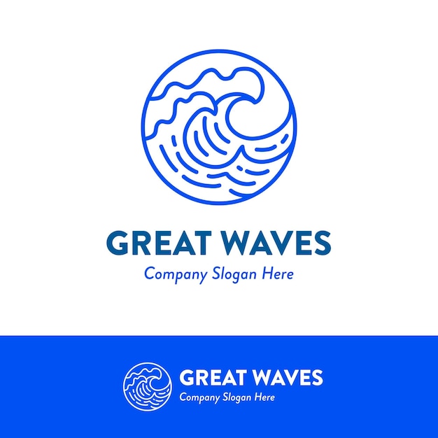 Las olas del océano Surfing Ideas de logotipo Ilustración vectorial 9