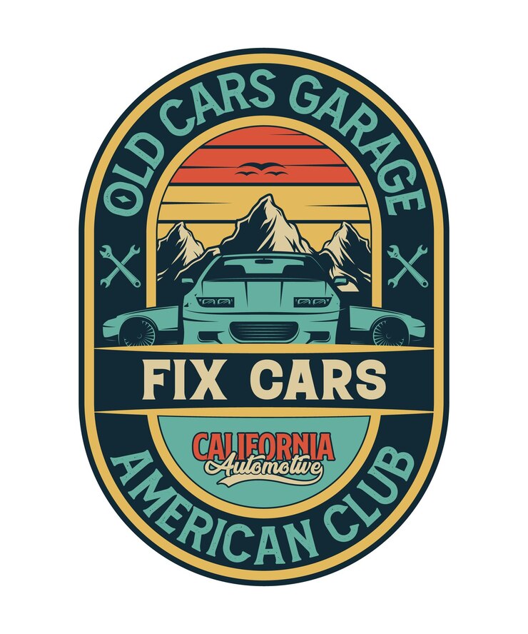 Old Car Garage, Fix car, diseño de camiseta de club americano
