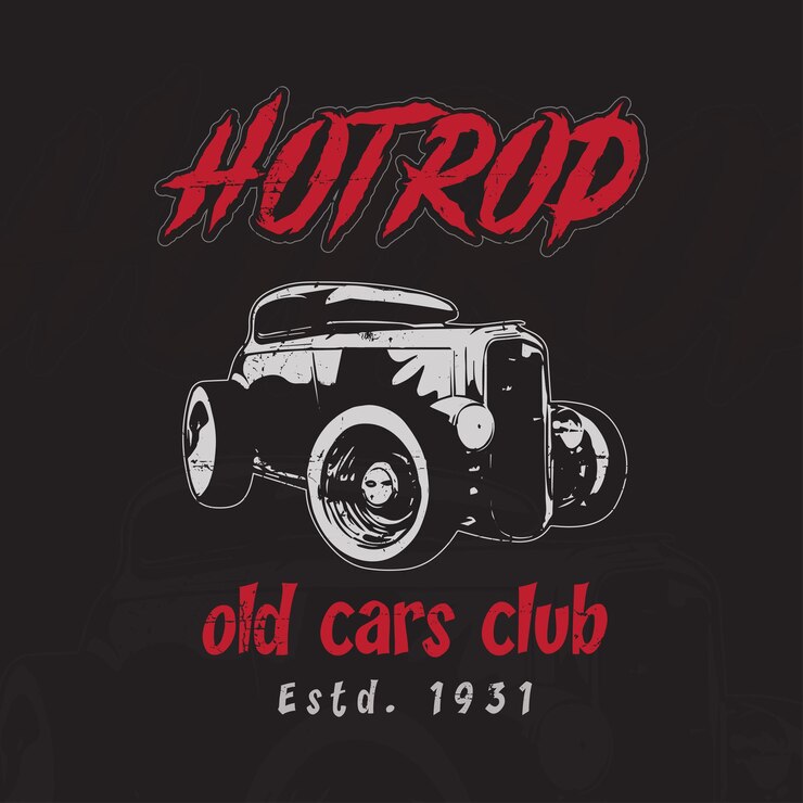 Old Hotrod Car Vector Tshirt Diseño Gráfico T-shirt modelo de cartel de automóviles hotrod antiguos estadounidenses con cartel grungy