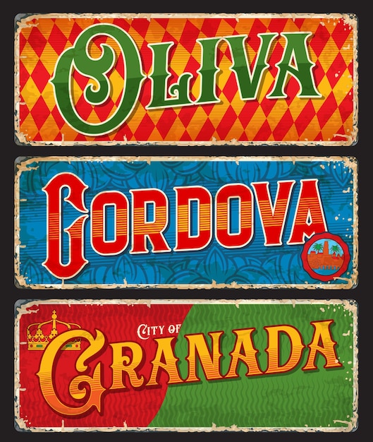 Oliva cordova granada ciudad española placas antiguas