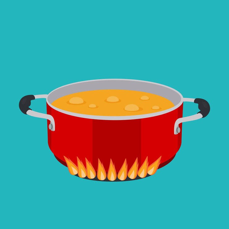 Vector olla aislada sobre fondo blanco colección de herramientas de utensilios de cocina de dibujos animados para cocinar elemento vectorial para hervir
