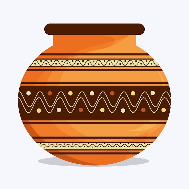 Una olla de arcilla india tradicional con intrincados patrones y diseños