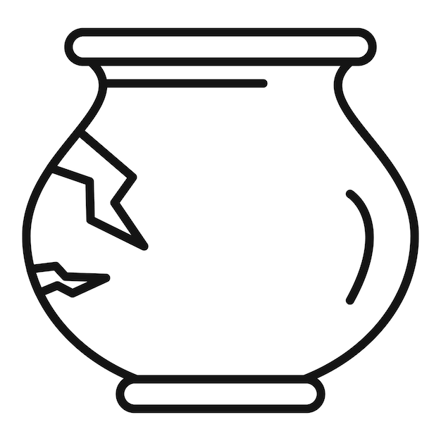 Una olla de arcilla rota que muestra grietas en el dibujo lateral