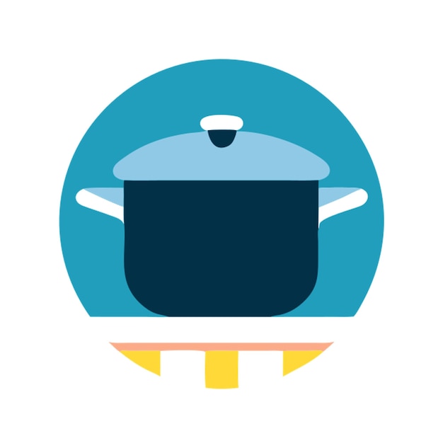 olla de cocción en el icono de la mesa formas de colores