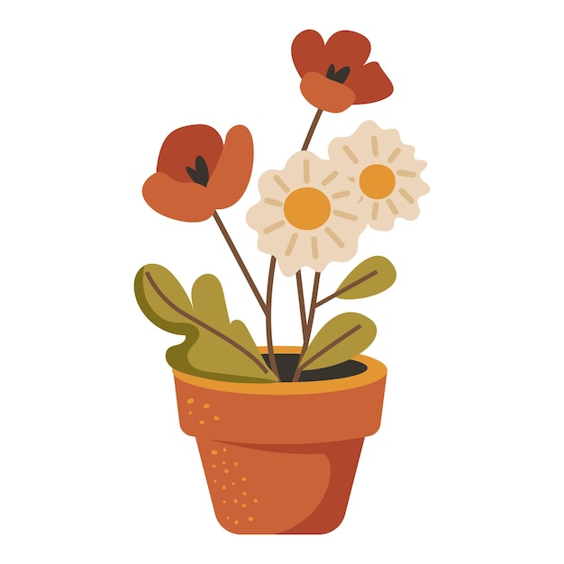 Una olla de flores con una flor en ella