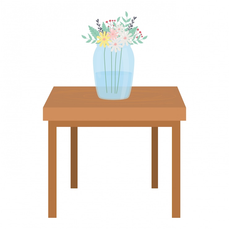 Vector la olla de flores sobre la mesa
