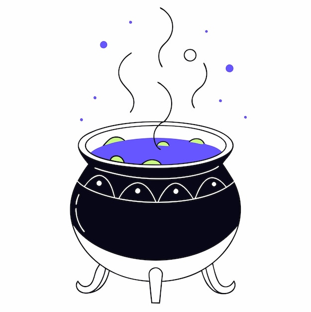una olla con un líquido azul y verde en ella