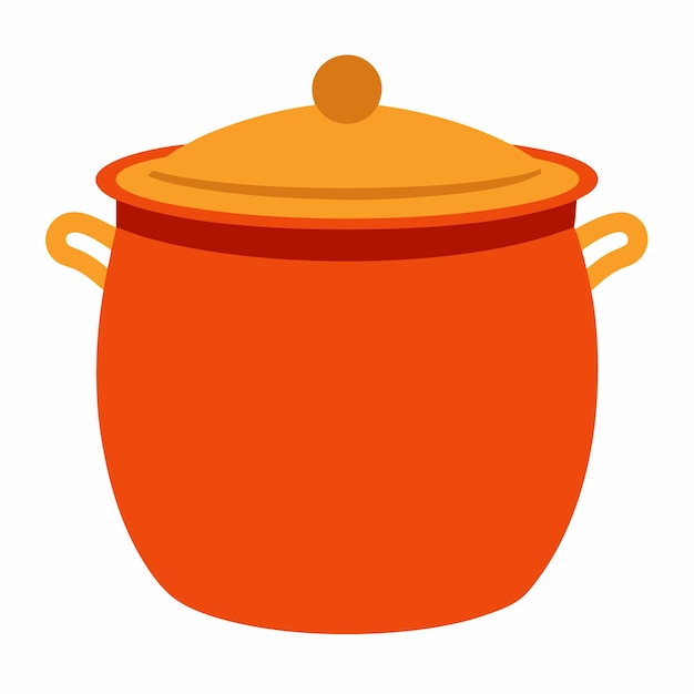una olla de naranja con una tapa que dice olla en ella