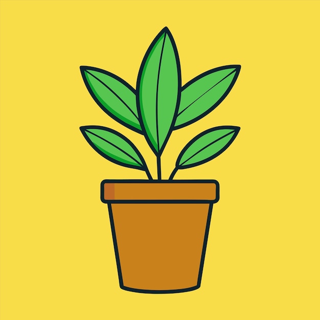una olla con una planta en ella que tiene hojas verdes en ella