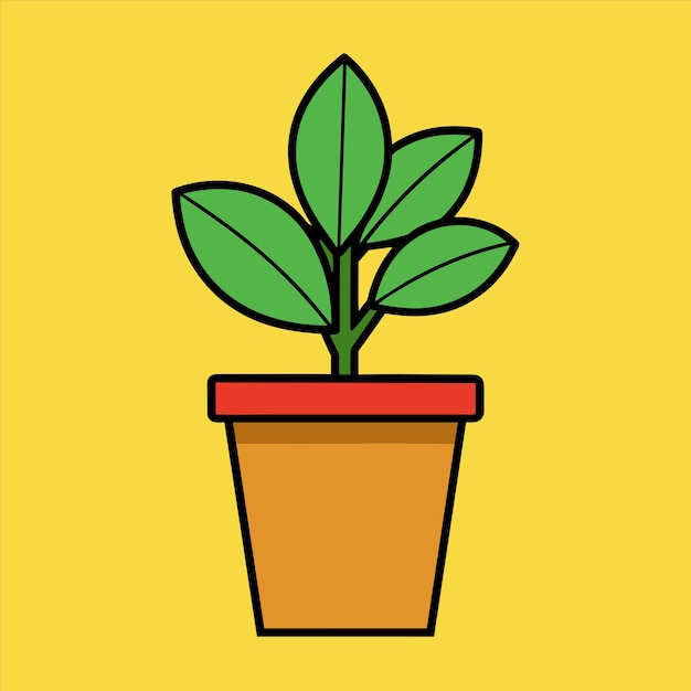 una olla con una planta en ella que tiene una planta en él