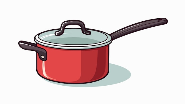 una olla roja con un mango en ella se está usando para cocinar sopa