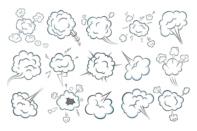 Olor de arte pop cómic de dibujos animados nube de pedo diseño de estilo plano conjunto de ilustraciones vectoriales