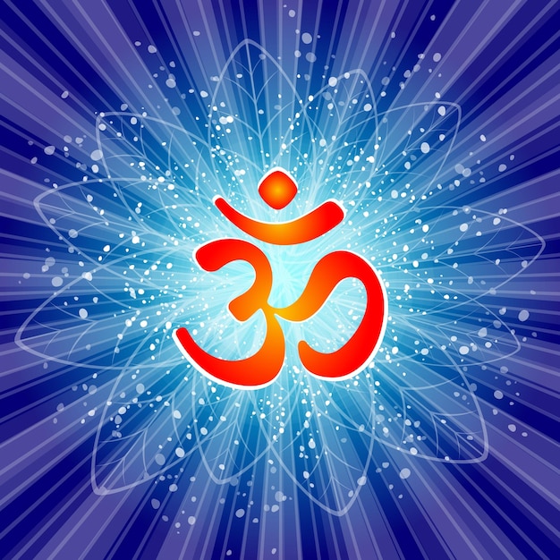 Om o Aum sonido sagrado indio el símbolo de la tríada divina de Brahma Vishnu y Shiva el signo de