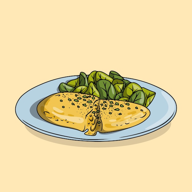 omelette with spinach on a plate