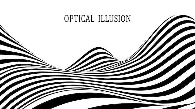 Onda abstracta en blanco y negro Ilusión óptica Ilustración vectorial retorcida