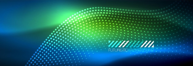 Una onda abstracta brillante en la oscuridad un movimiento brillante una luz espacial mágica un fondo tecno abstracto vectorial