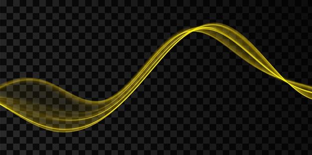 Onda abstracta dorada Elemento de movimiento de curva de flujo Ilustración ondulada de gradiente de neón