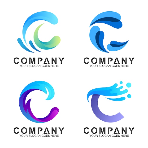 onda abstracta monograma / letra c logo conjunto
