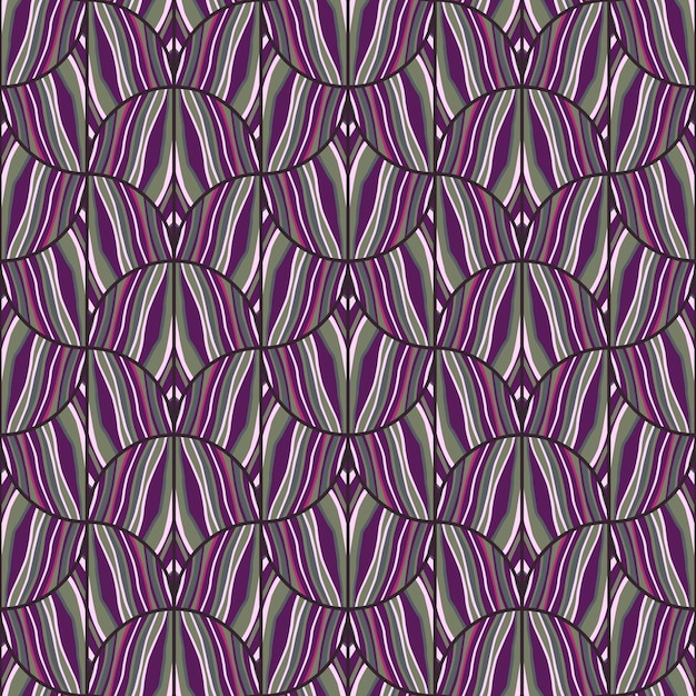 Onda abstracta en papel tapiz de estilo patchwork Mosaico geométrico sin costuras patrón Ornamento de líneas abstractas decorativas